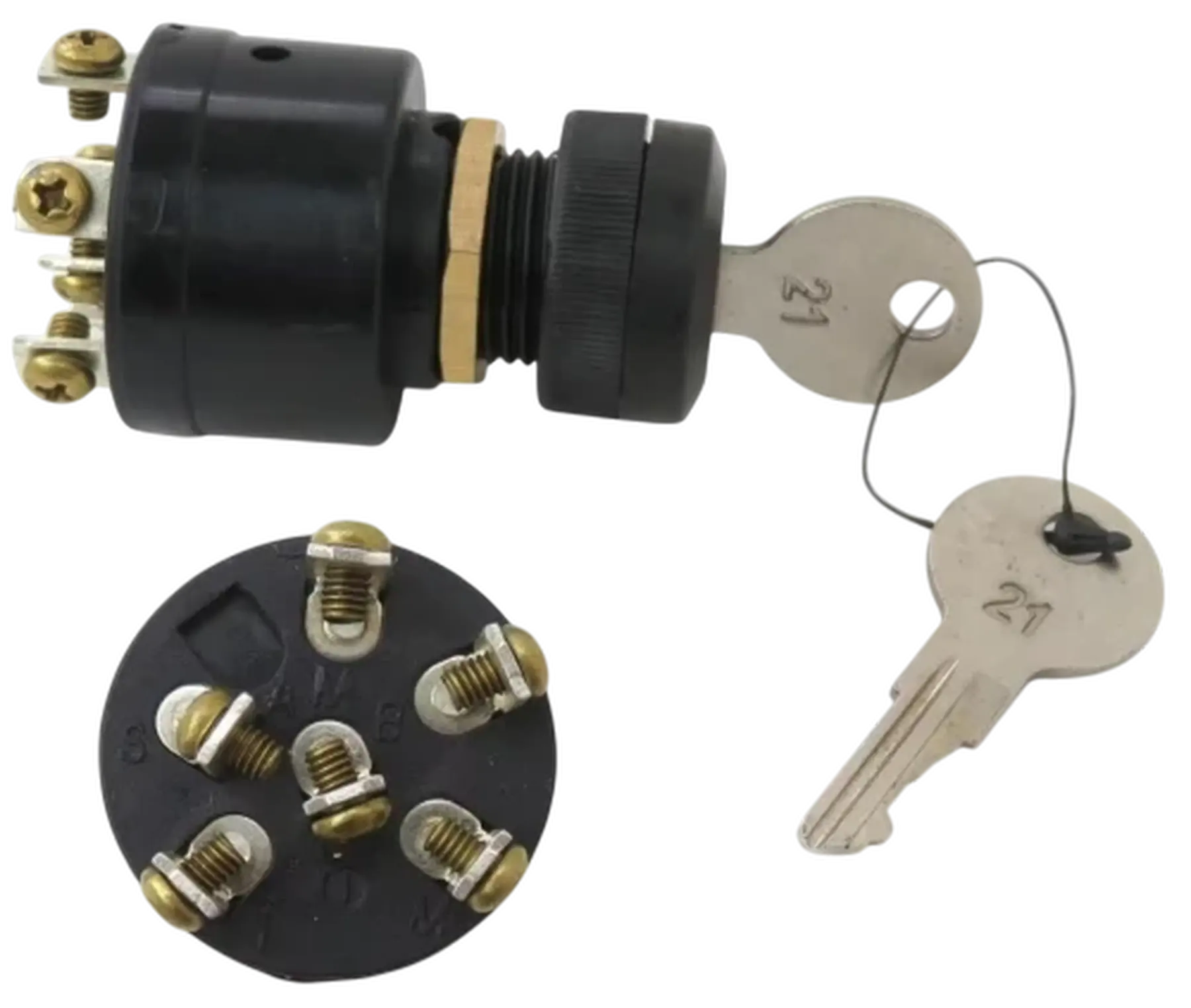 3 positions: Off-Ignition-Start short barrel ignition switch for Mercury Mariner outboard motors