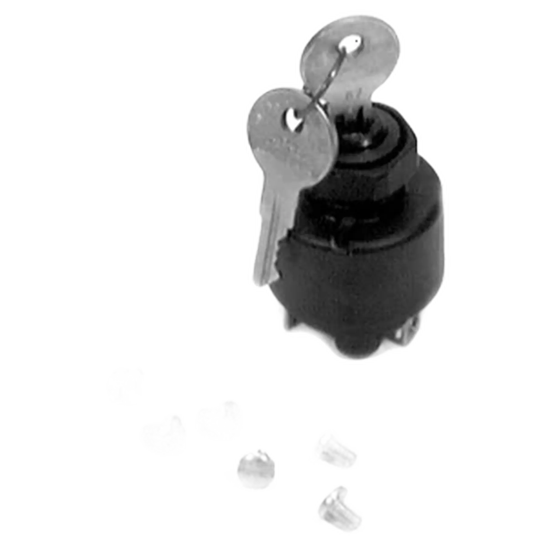 Chrysler Force short barrel ignition switch, 3-position off-run-start, push to choke in start position. OEM Mercury is exact replacement for most Chrysler and US Marine control boxes