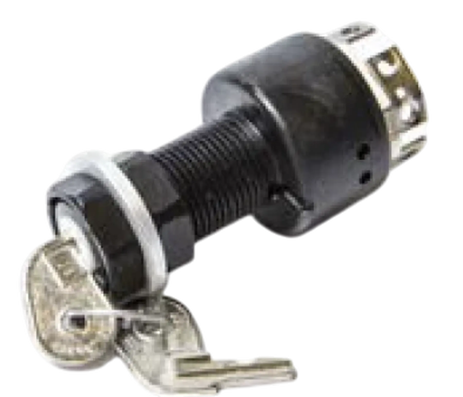 Dash mount ignition switch for 2-stroke Johnson/Evinrude motors. Pistol style key