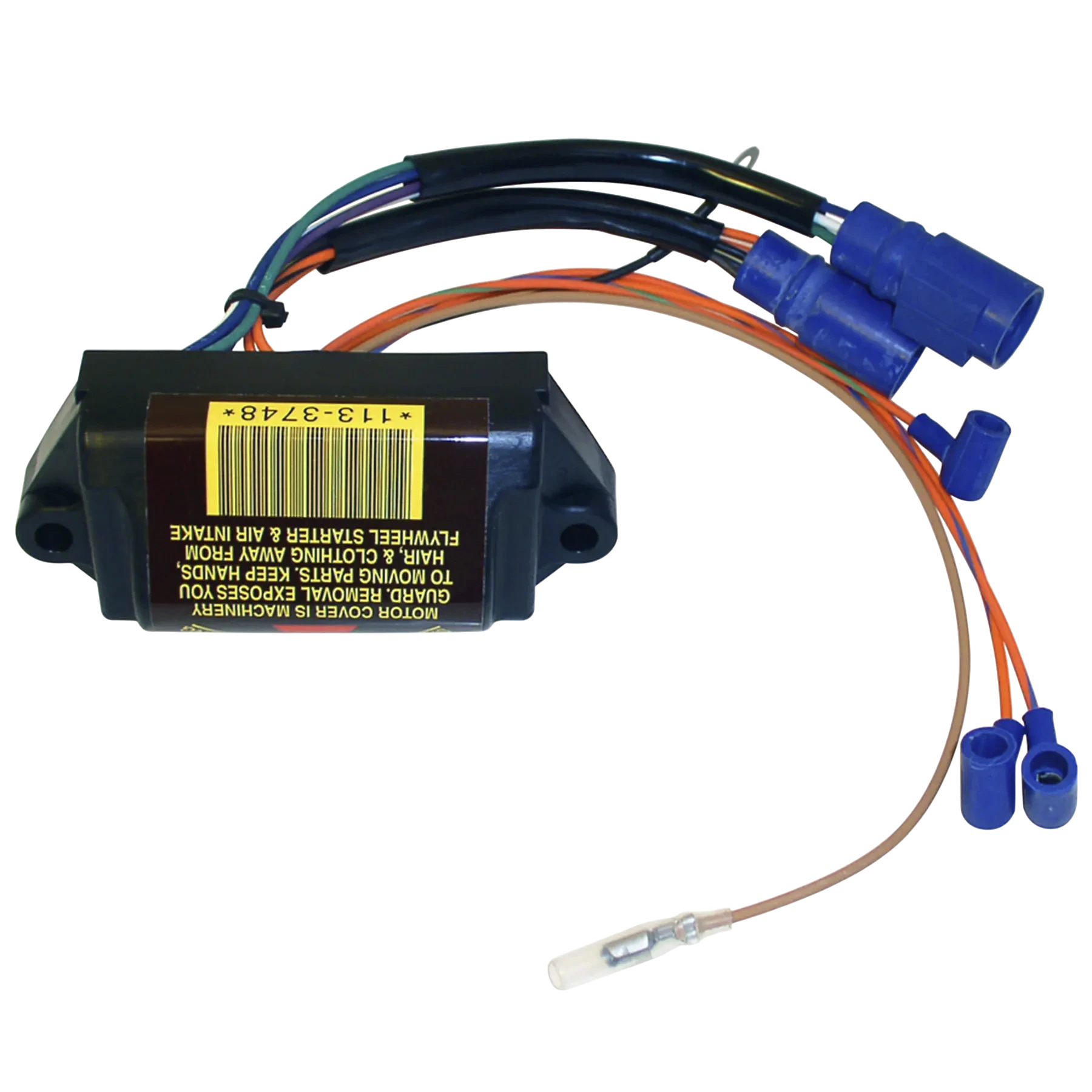 113-3748 fits 60 HP Johnson/Evinrude 1989-92 models as an ignition power pack. Supports consistent spark output across compatible cylinders.