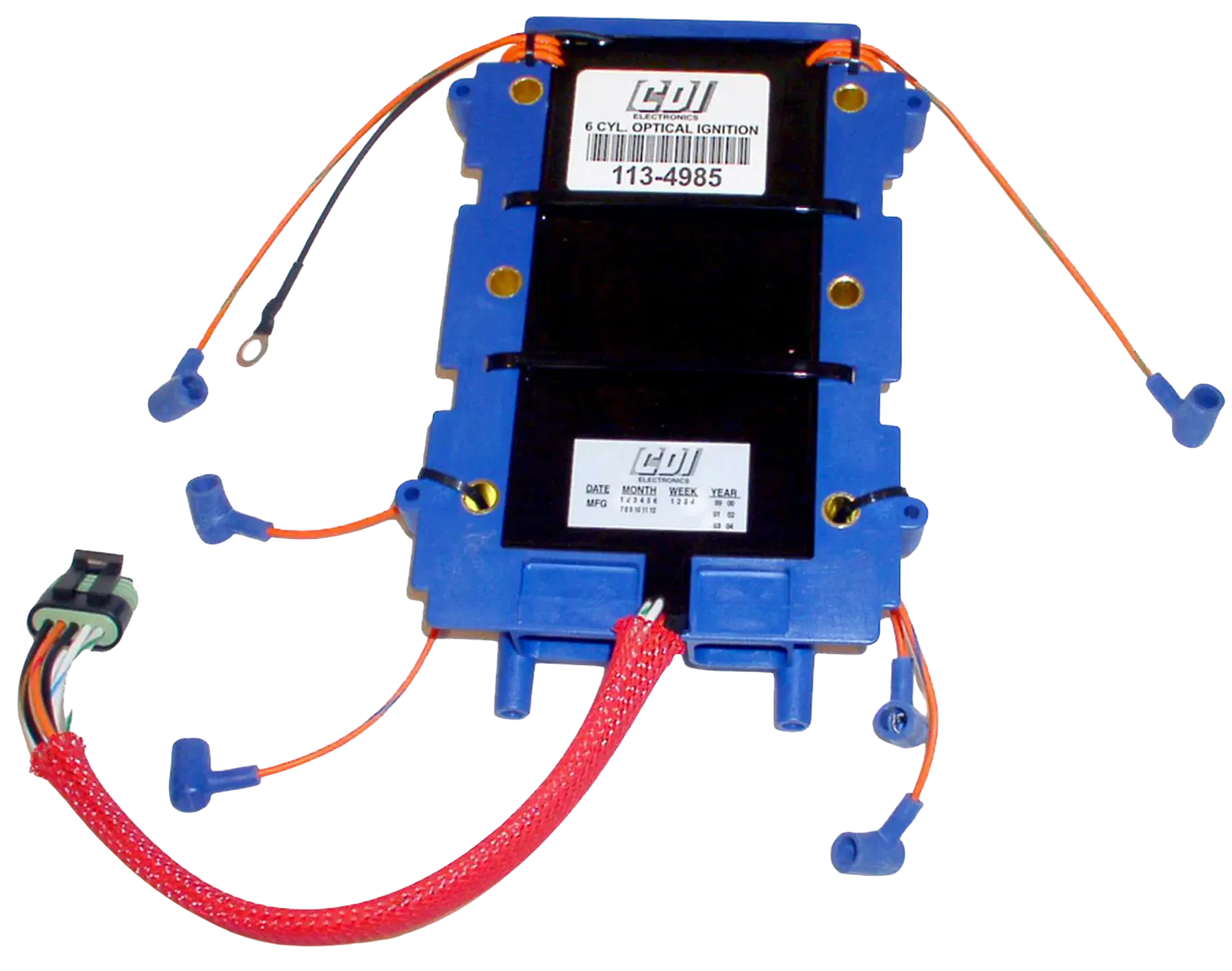 113-4985 is an ignition power pack built for 150 HP Johnson/Evinrude 1991-2006 60° models. Controls ignition output for proper spark delivery.