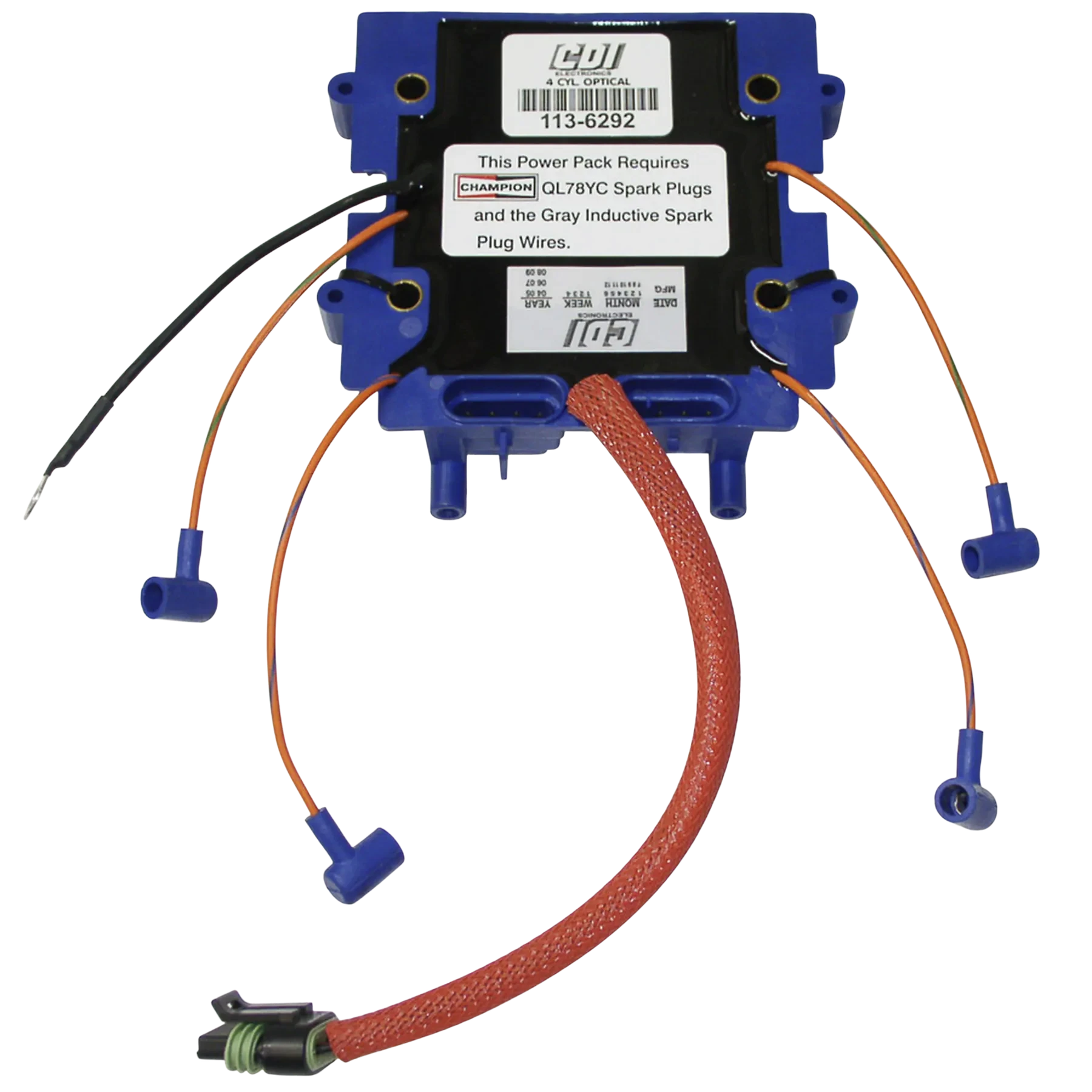 113-6292 is an ignition power pack built for 90 HP Johnson/Evinrude 1995-2006 60° models. Used when replacing a failed ignition module that causes misfire or spark loss.