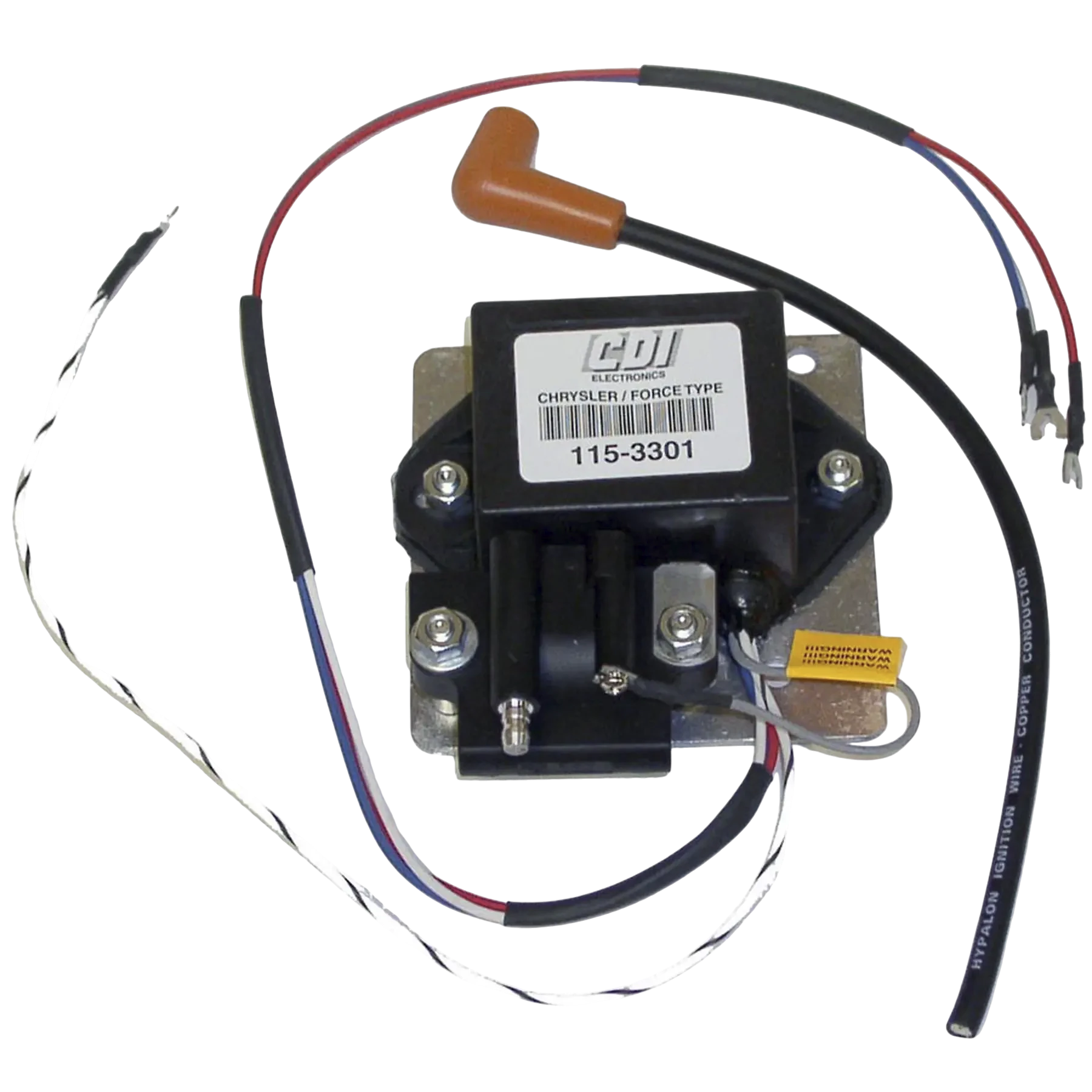 For 45 HP Chrysler 1975-78 models. Includes new coil, 115-3301 is an ignition power pack. Controls ignition output for proper spark delivery.