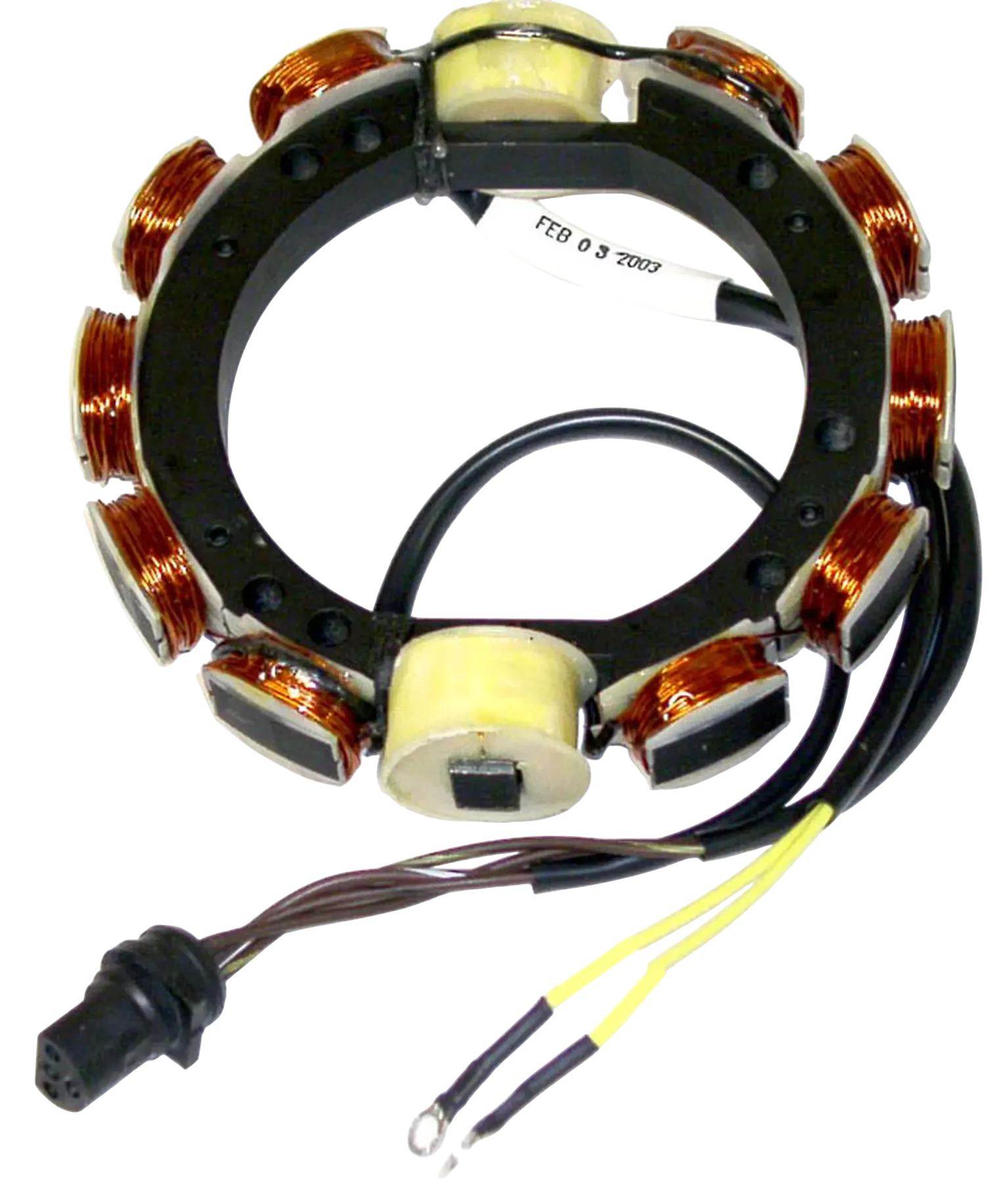 173-3837 is an ignition stator built for 150 HP Johnson/Evinrude 1989-91 9 amp models. Used to correct ignition power loss caused by a failing stator assembly.