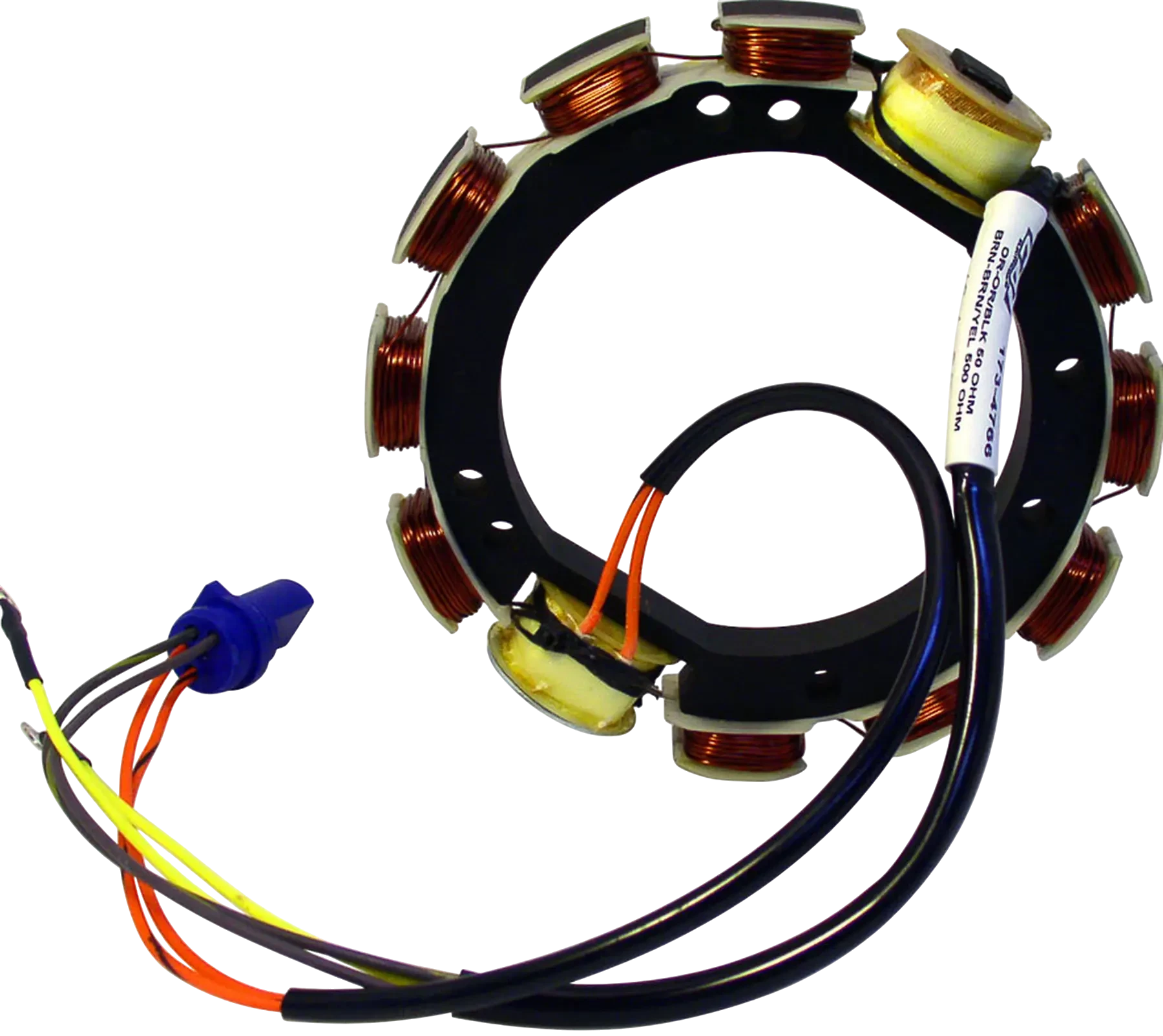 Fits 60 HP Johnson/Evinrude 1989-91 models: 173-4766 is an ignition stator. Supplies electrical output for the ignition system on compatible engines.