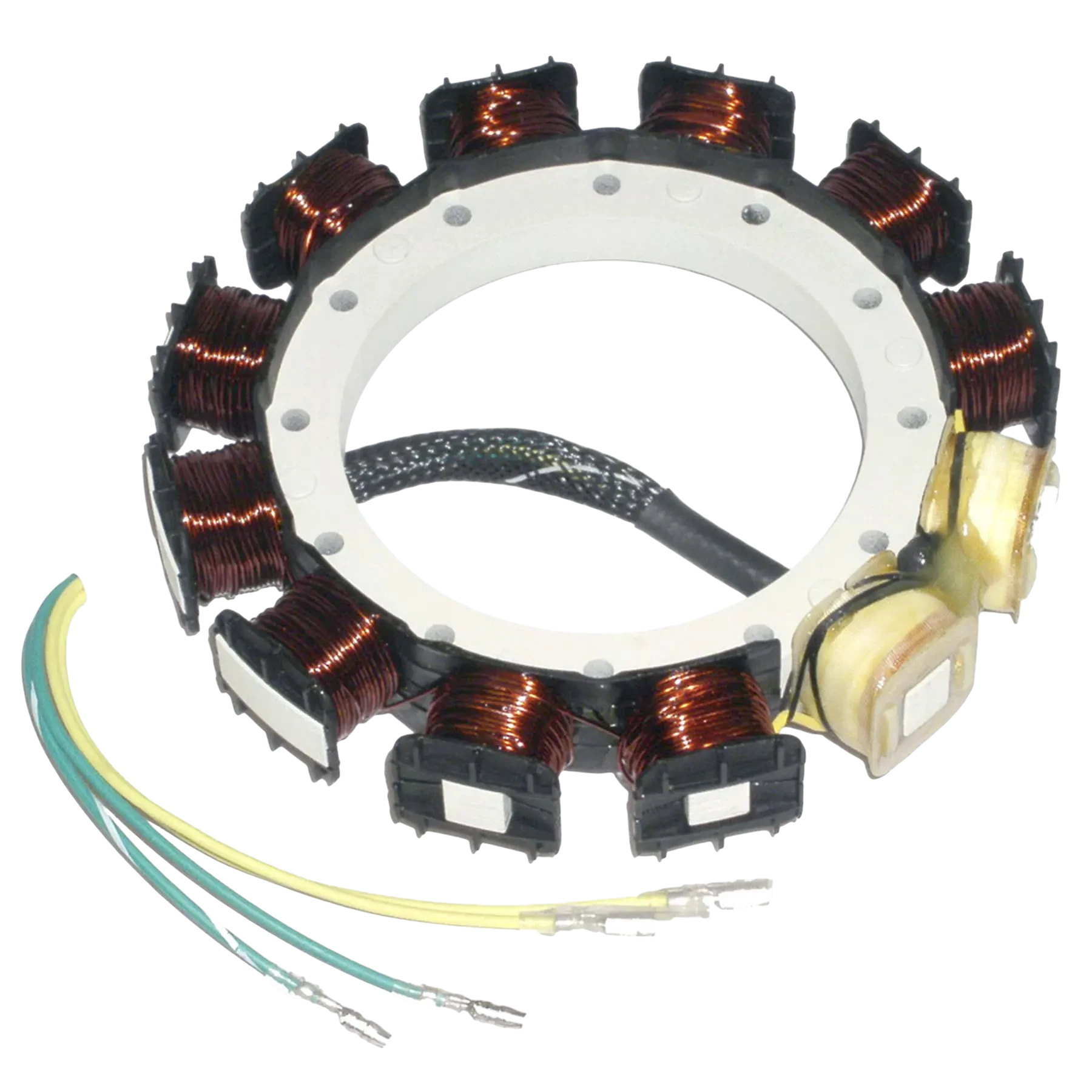 174-2075K1 is an ignition stator built for 75 HP Force 1996-99 models with Serial # OE138600 thru OE369299 (9 amp charging system). Used to correct ignition power loss caused by a failing stator assembly.