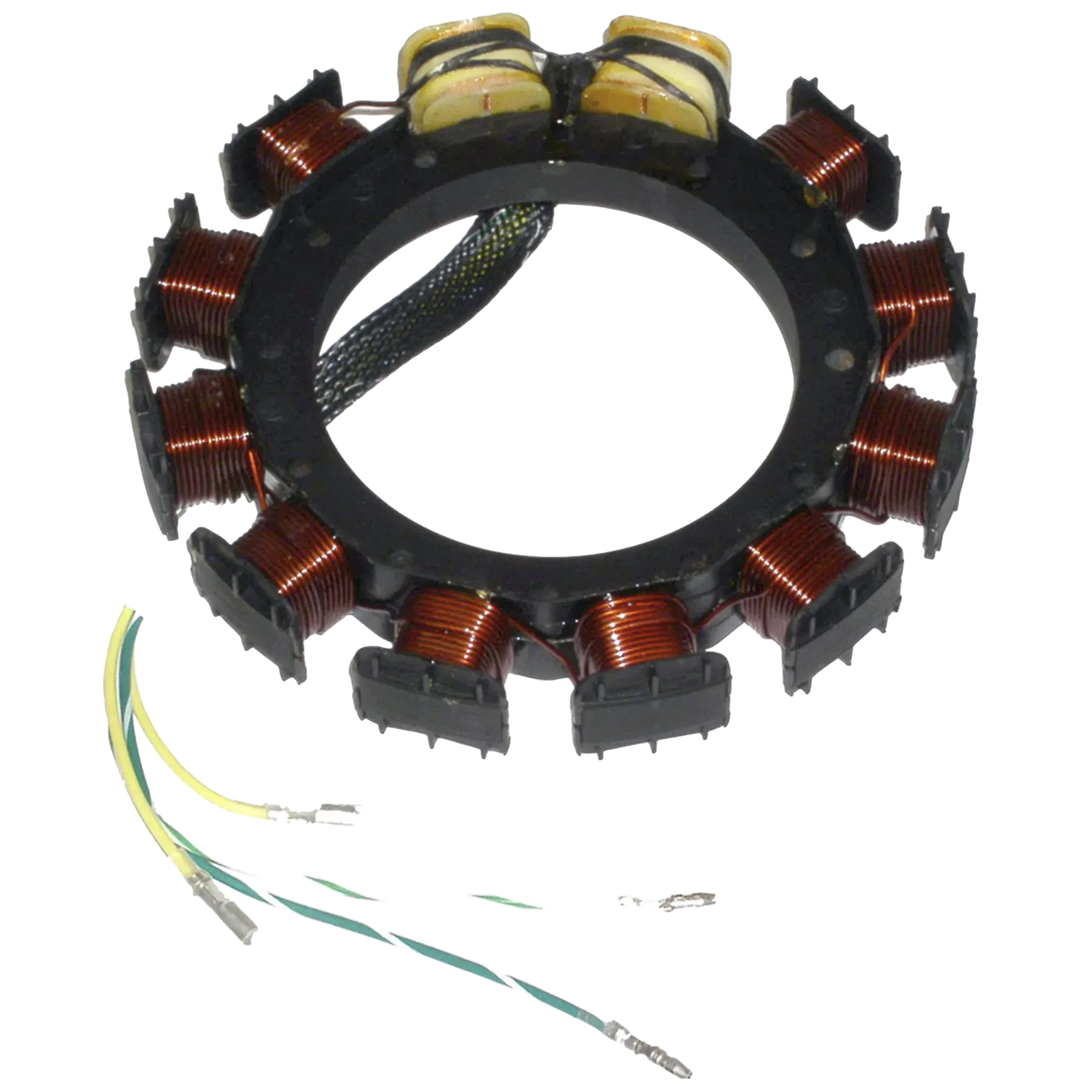 174-2075K2 is a replacement ignition stator used on 40 HP Force 1996-99 models with Serial # OE138600 thru OE369299. (16 amp charging system). Provides the electrical source needed by the ignition system to fire properly.