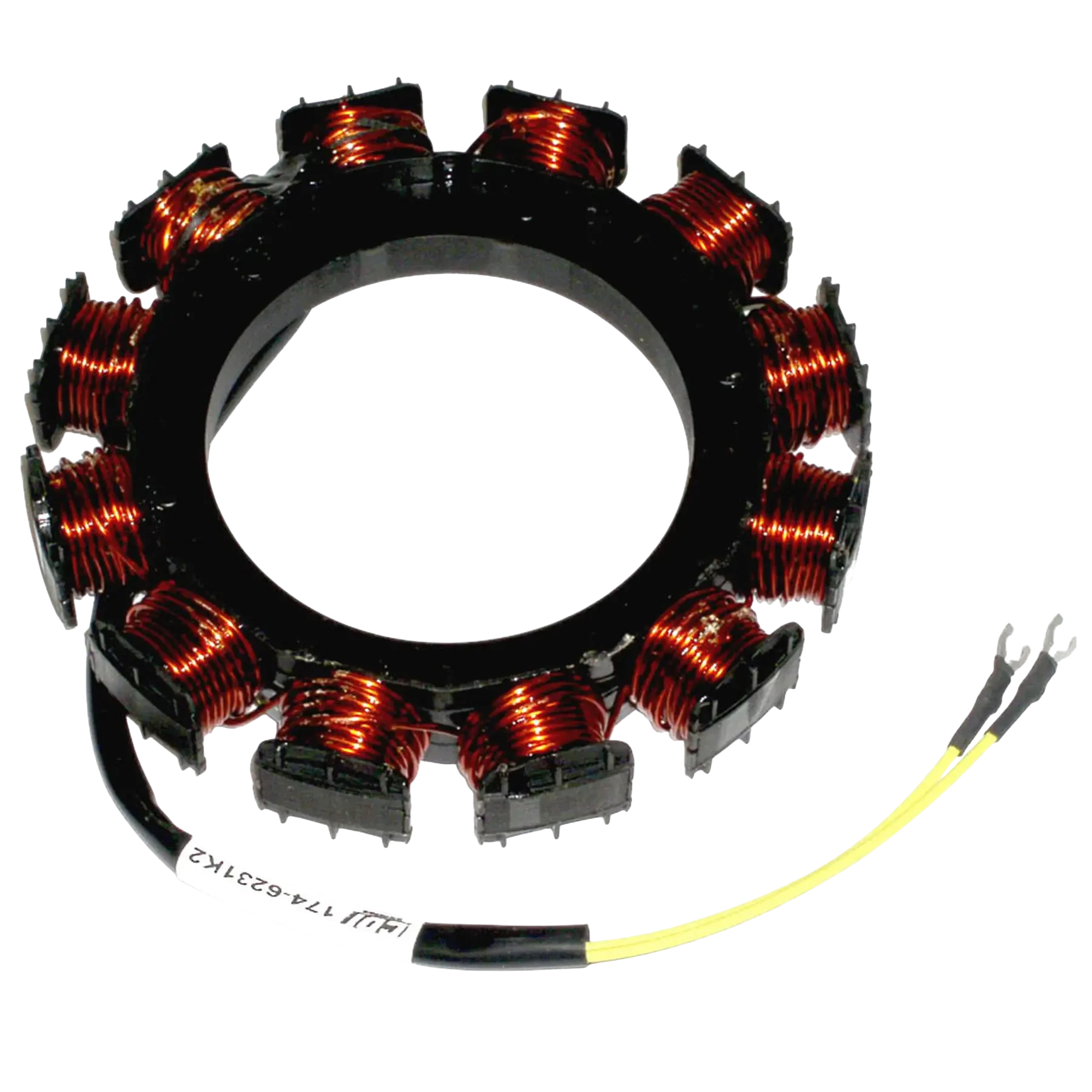 174-6231K2 is a replacement ignition stator used on 150 HP Force 1991 B, C, D, F and J models, 1992 A and C models and 1991-92 models with Serial # OE000001 thru OE009499. Provides the electrical source needed by the ignition system to fire properly.