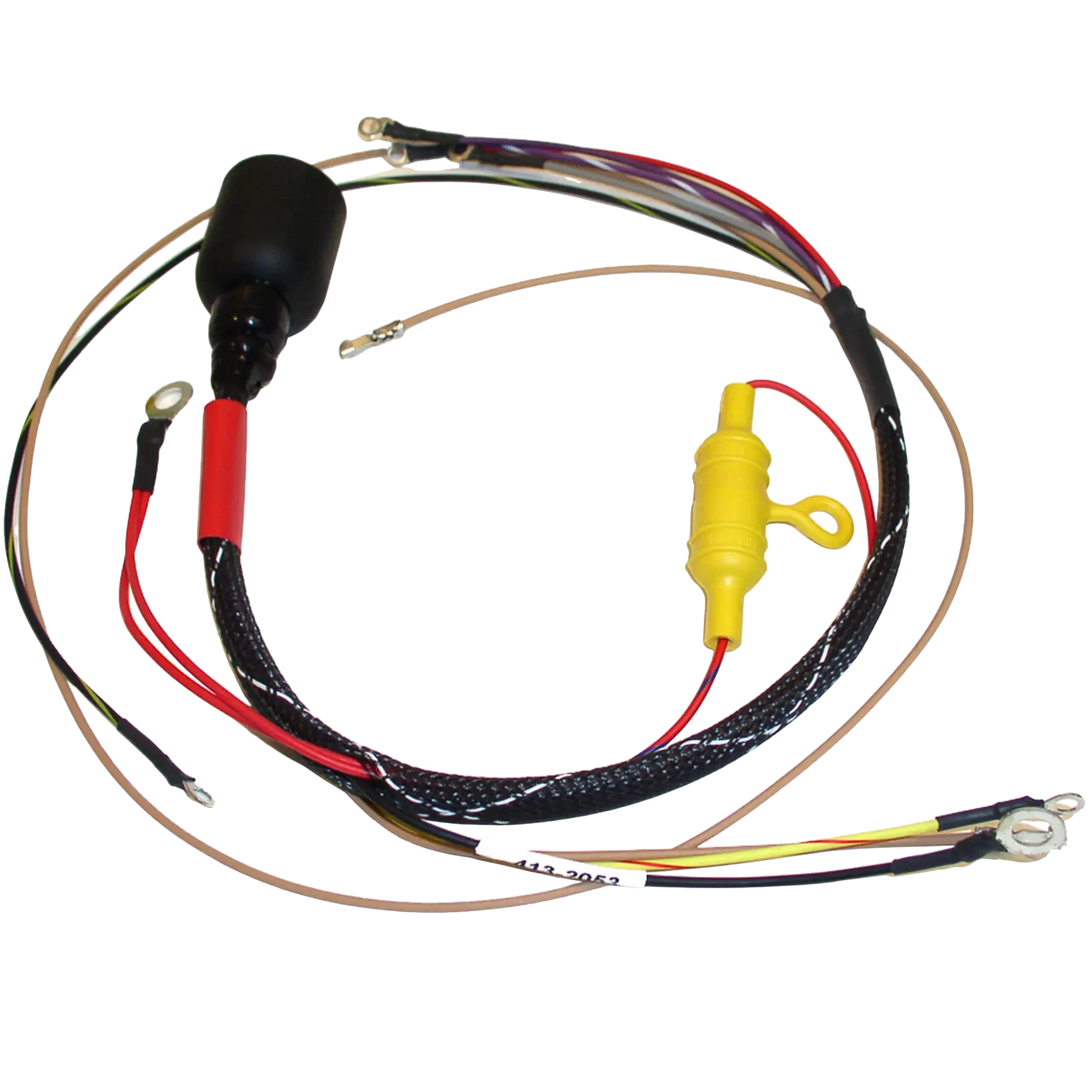 413-2053 fits 140 HP Johnson/Evinrude 1979 models as an ignition engine harness. Used to replace worn or failed ignition components in outboard service.