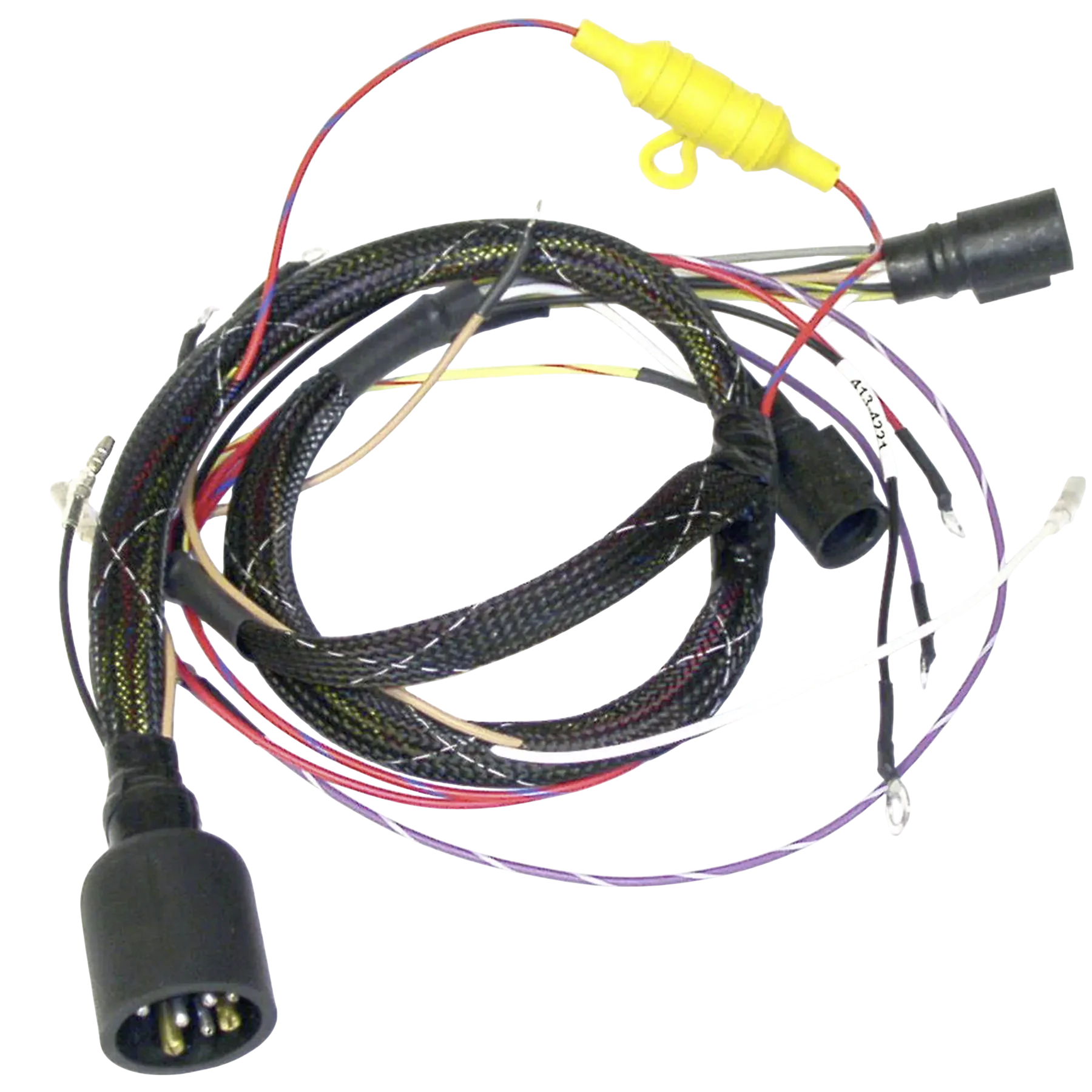 413-4221 is a replacement ignition engine harness used on 150 HP Johnson/Evinrude 1991 models. Helps correct ignition-related running problems on matching applications.