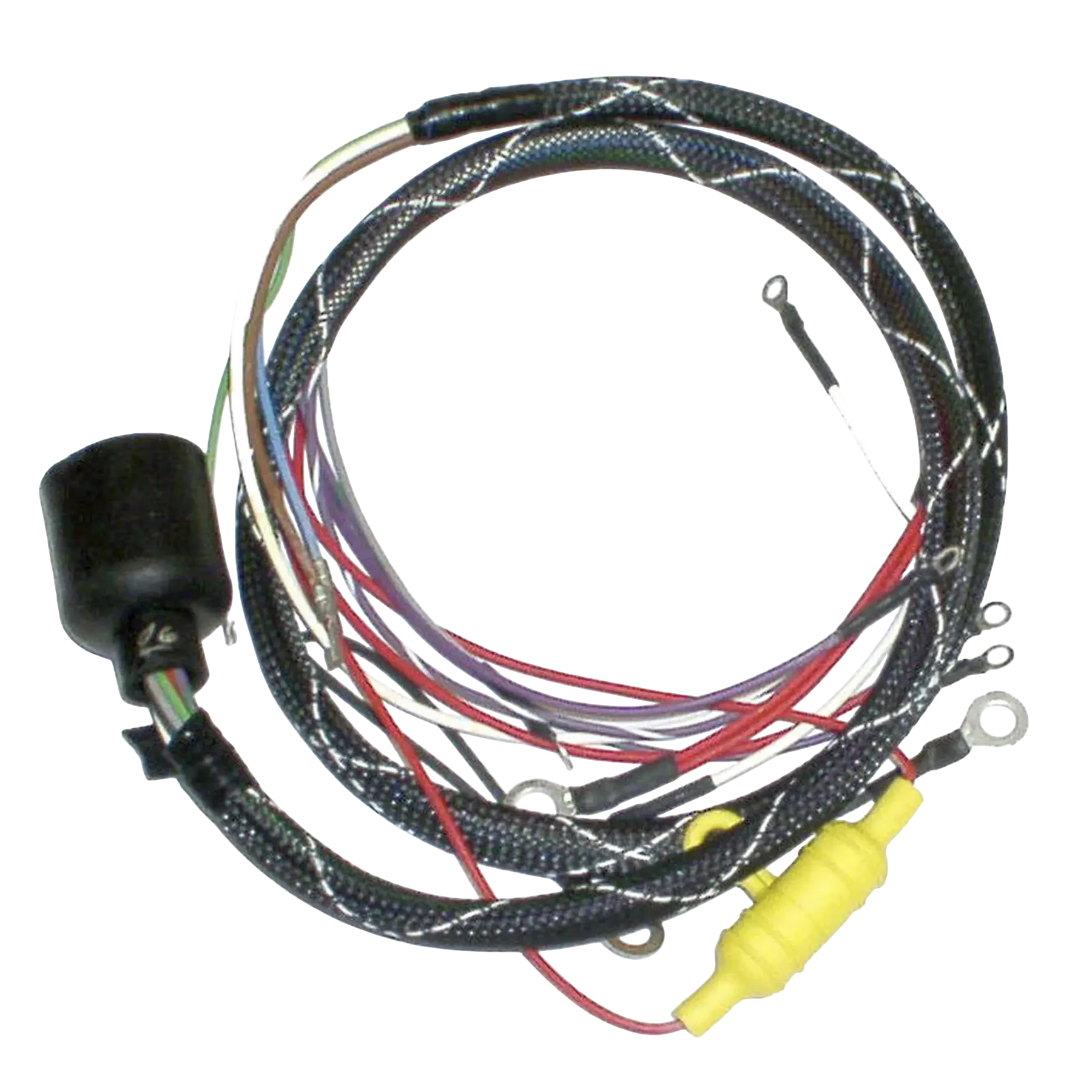 413-9906 is a replacement ignition engine harness used on 85 HP Johnson/Evinrude 1969 models. Used to replace worn or failed ignition components in outboard service.