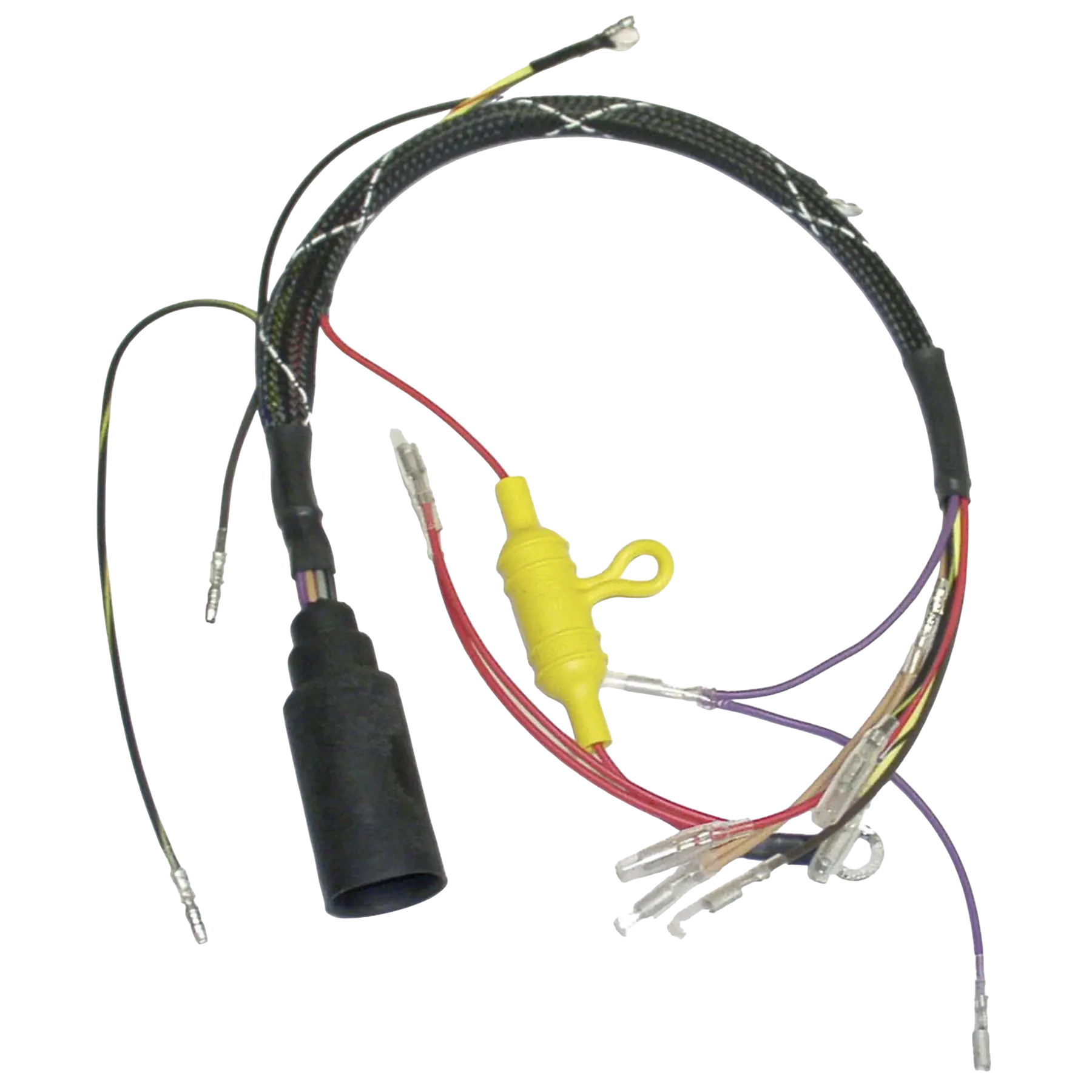 414-0043 is an ignition engine harness for 65 HP 3cyl Jet Mercury/Mariner 1996-2006 models with Serial # OG760300 thru 1B000001. Supports dependable performance in heat, vibration, and moisture.